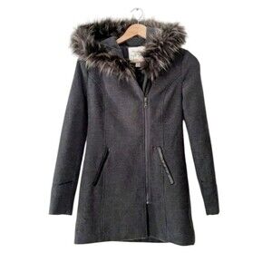 Maralyn & Me Grey Faux Fur Hooded Parka Jacket